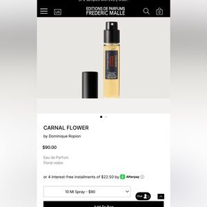 Set of 2 - New Frederic Malle Carnal Flower by Dominique Ropion 10ml